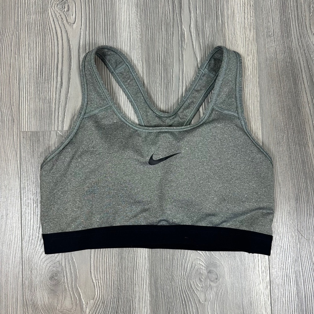 Women's Dark Gray and Black Nike Dri Fit Sports Bra - SIZE L Activewear